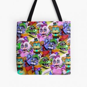 Glamrock Freddy/Glamrock Chica/Montgomery Gator/Roxanne Wolf, All Over Print Tote Bag RB1602 product Offical Five Nights At Freddy Merch