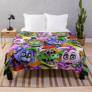 Glamrock Freddy/Glamrock Chica/Montgomery Gator/Roxanne Wolf, Throw Blanket RB1602 product Offical Five Nights At Freddy Merch