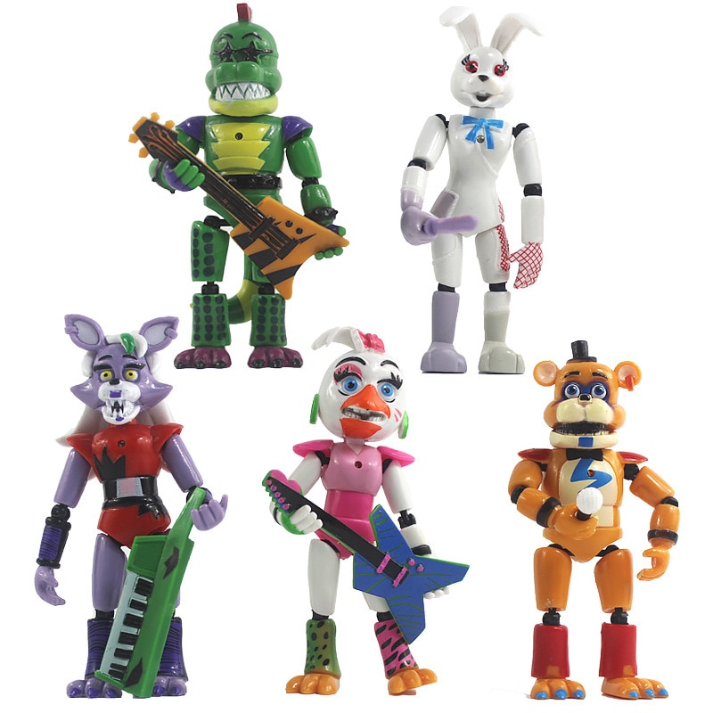 5pcs Five Nights At Freddys Action Figures Toy Security Breach Series Glamrock Foxy Bonnie Fazbear PVC - Five Nights at Freddy's Store